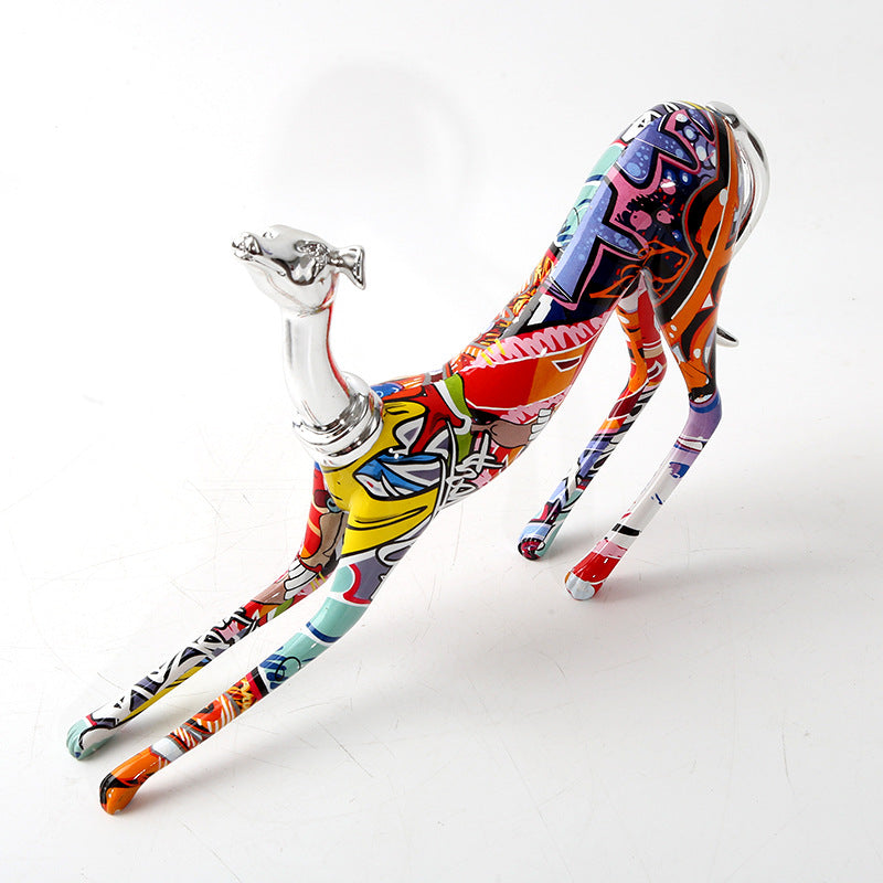 Delira Beeldje Greyhound Kleurrijk Graffiti Hondendecoratie