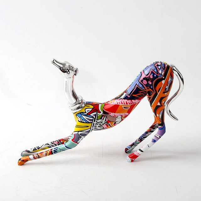 Delira Beeldje Greyhound Kleurrijk Graffiti Hondendecoratie