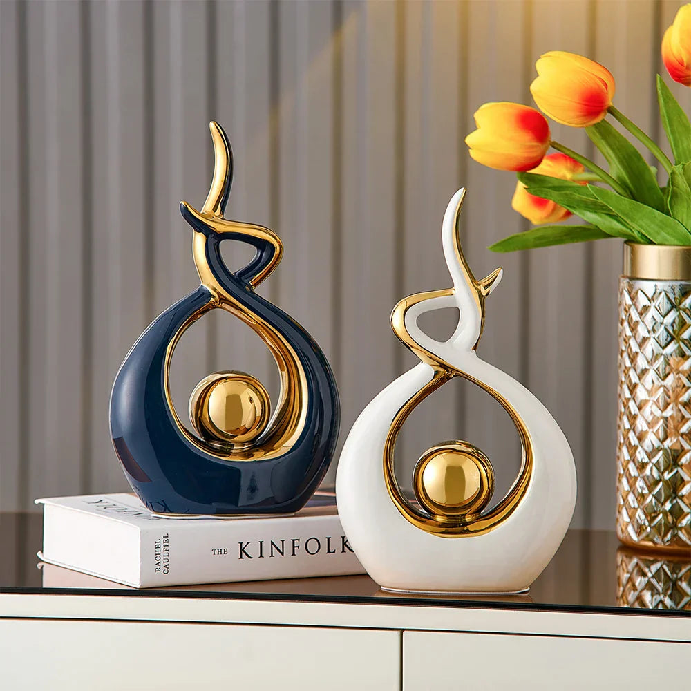 Delira Sculptuur Keramiek Goud Abstract Design